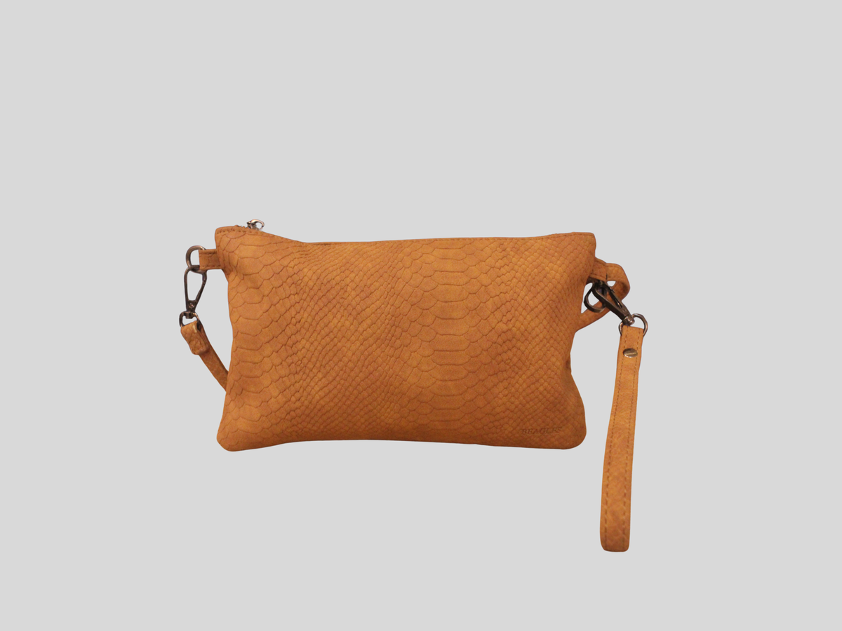 Sac Beagles cognac effet reptile – bandoulière & pochette