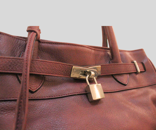 Sac à main Nuria Sanchez bordeaux en cuir véritable