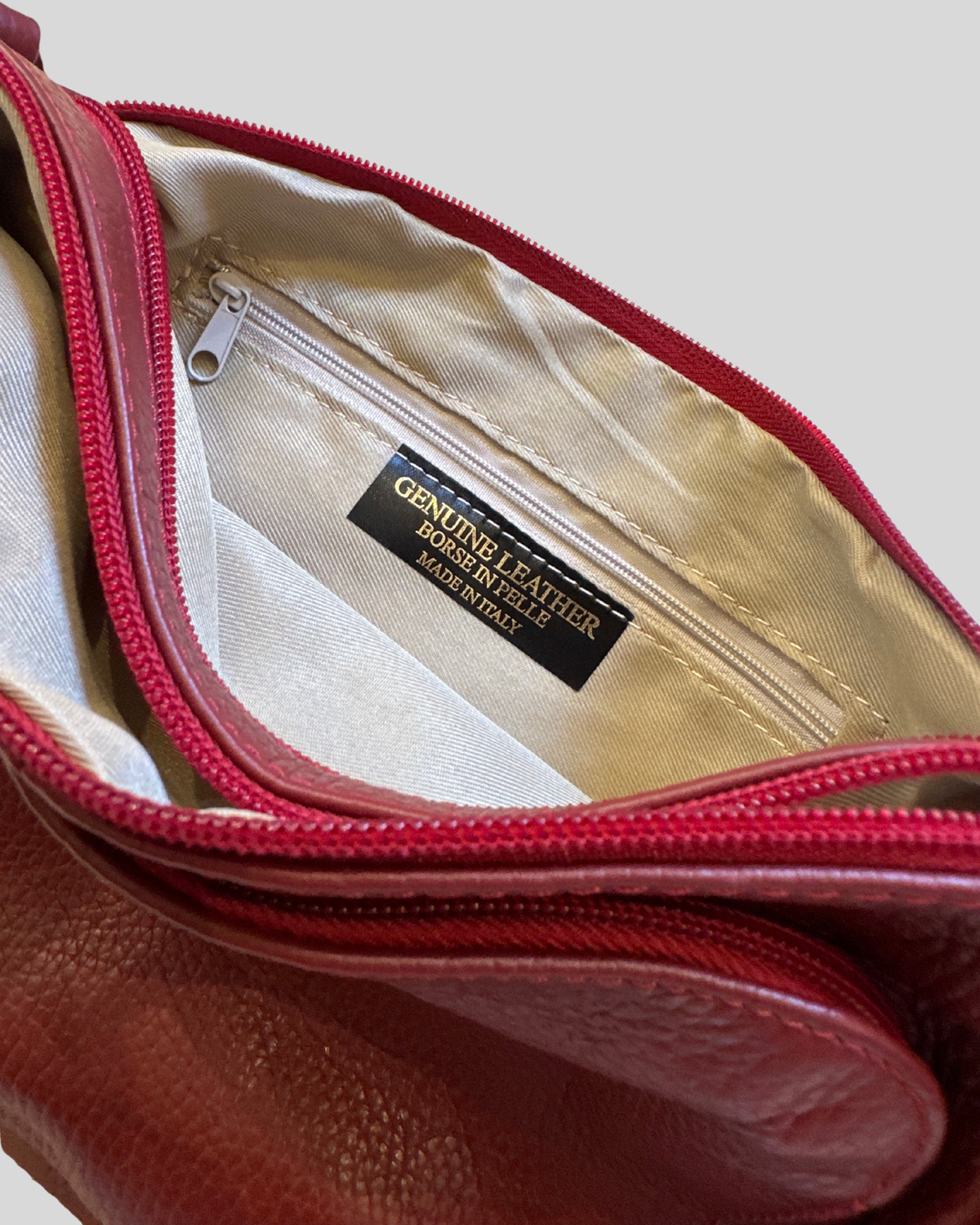 🇮🇹 Borse in Pelle – Sac bandoulière bordeaux en cuir véritable – Made in Italy