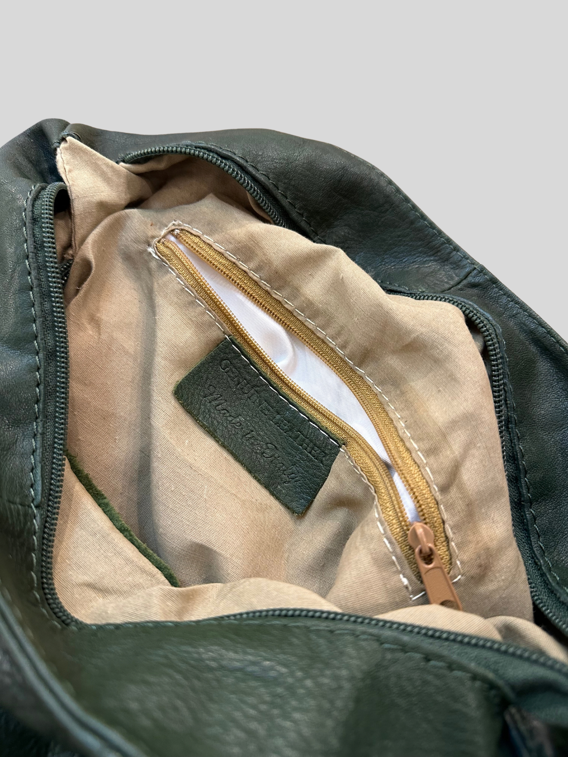 🇮🇹 Sac épaule vert foncé en cuir véritable – Made in Italy