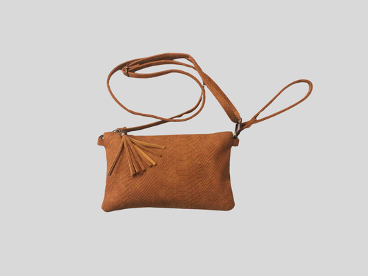 Sac Beagles cognac effet reptile – bandoulière & pochette