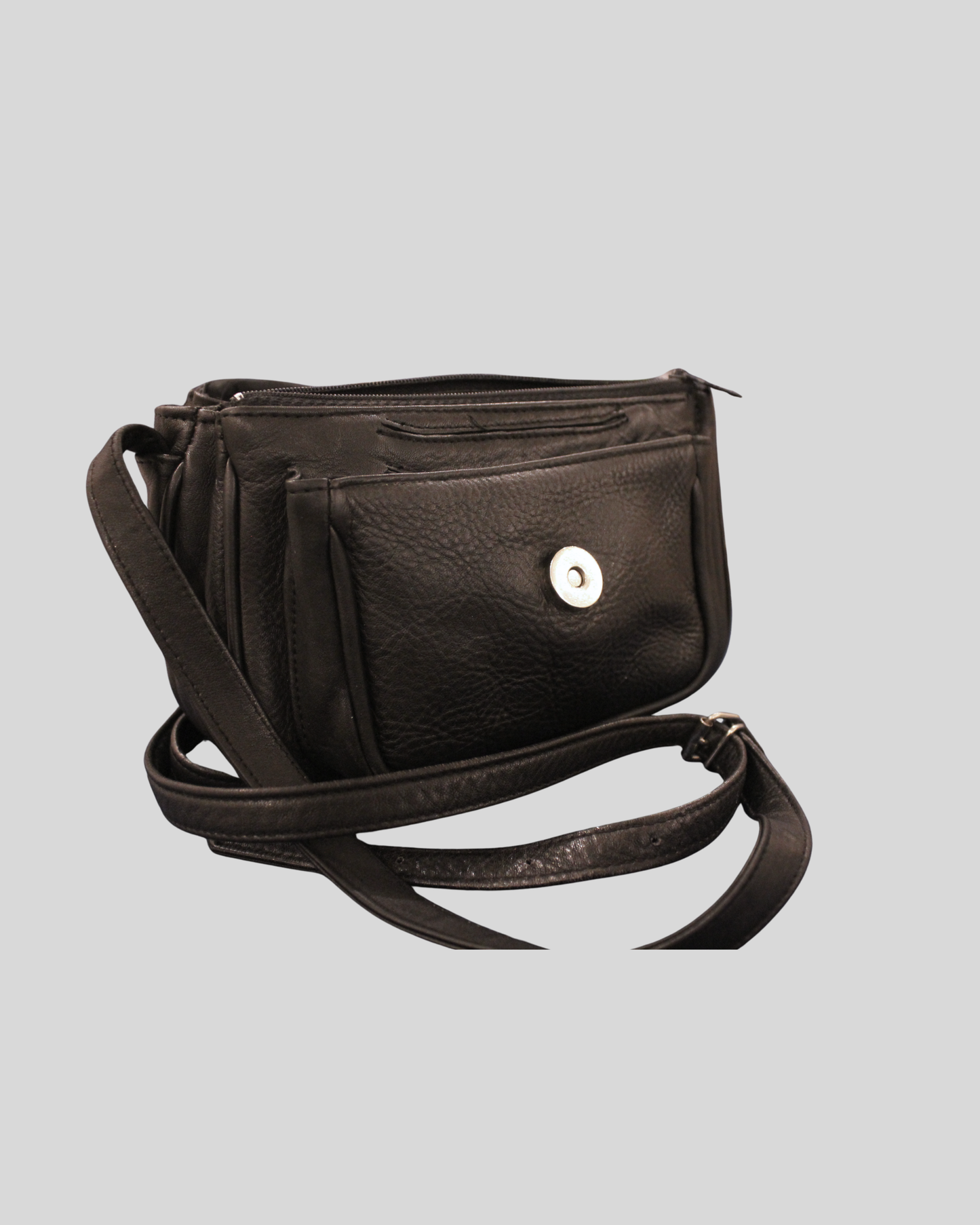 Petit sac à bandoulière noir en cuir véritable