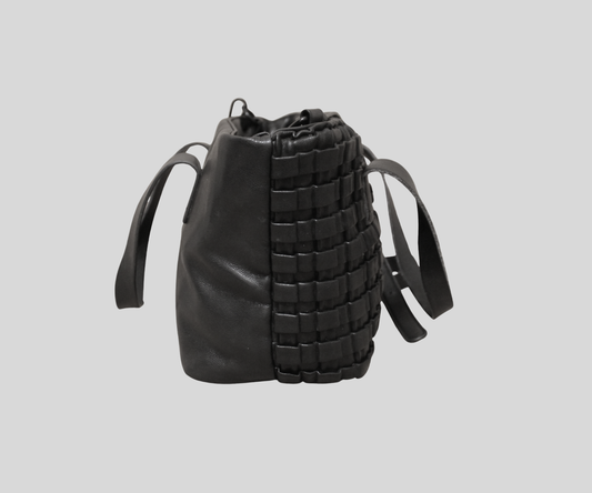 Sac cabas bandoulière Jo & Mr. Joe tressé noir