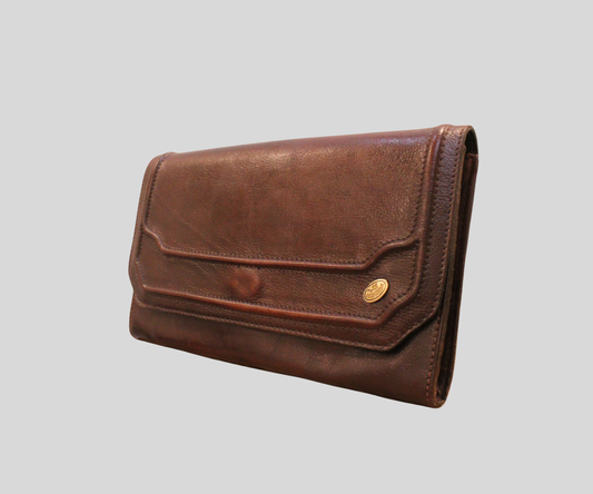 Pochette vintage Creazione 2-K bordeaux en cuir véritable