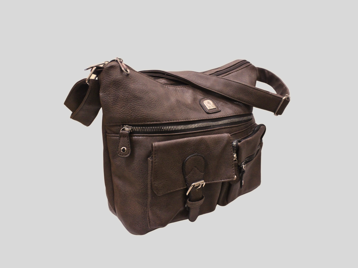 🇮🇹 J&L Firenze – Sac bandoulière marron multi-poches