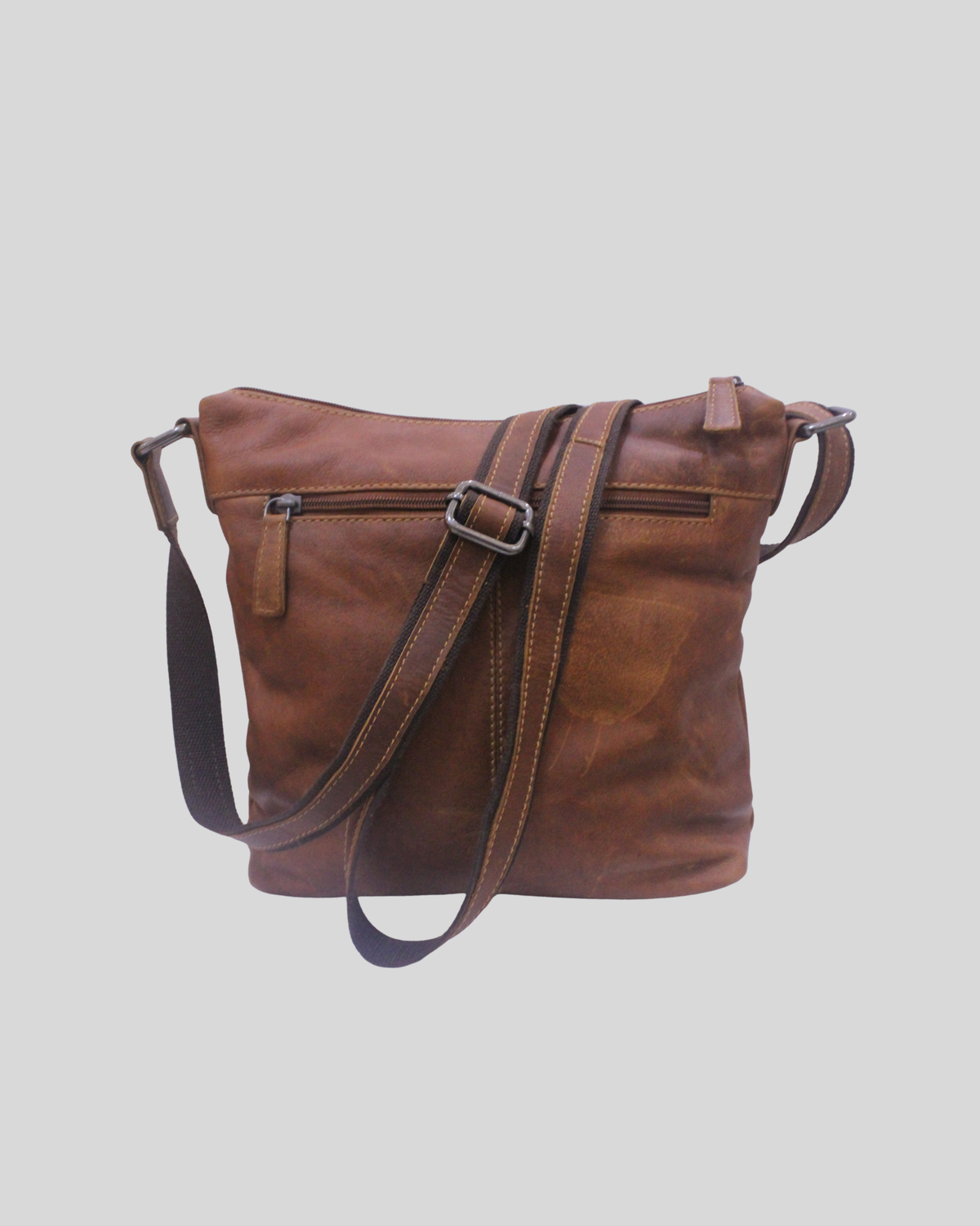 Hide & Stitches – Sac bandoulière cognac en cuir véritable