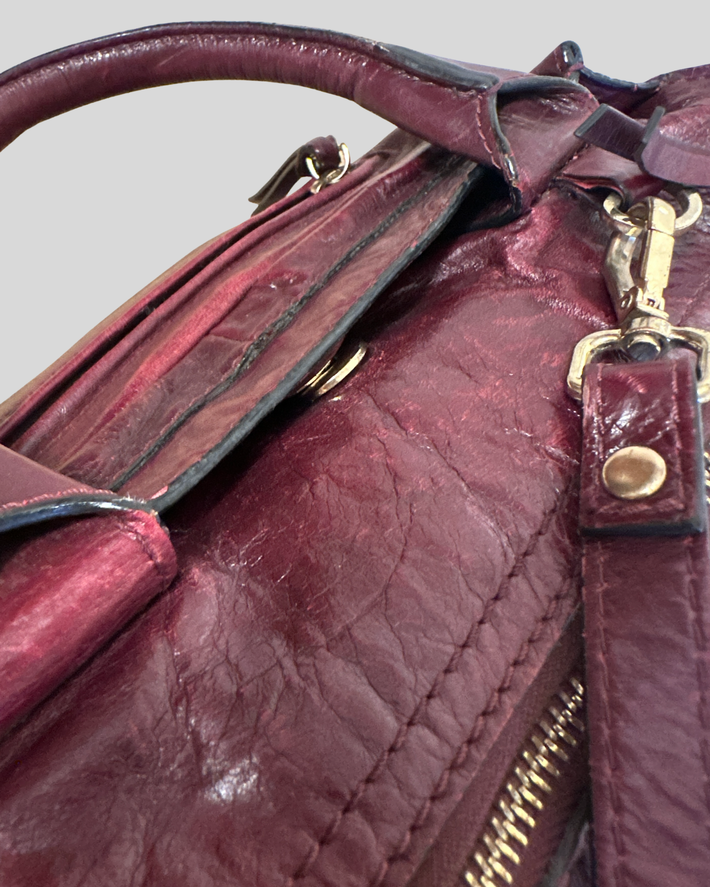 Sac à main Zara vintage en cuir bordeaux