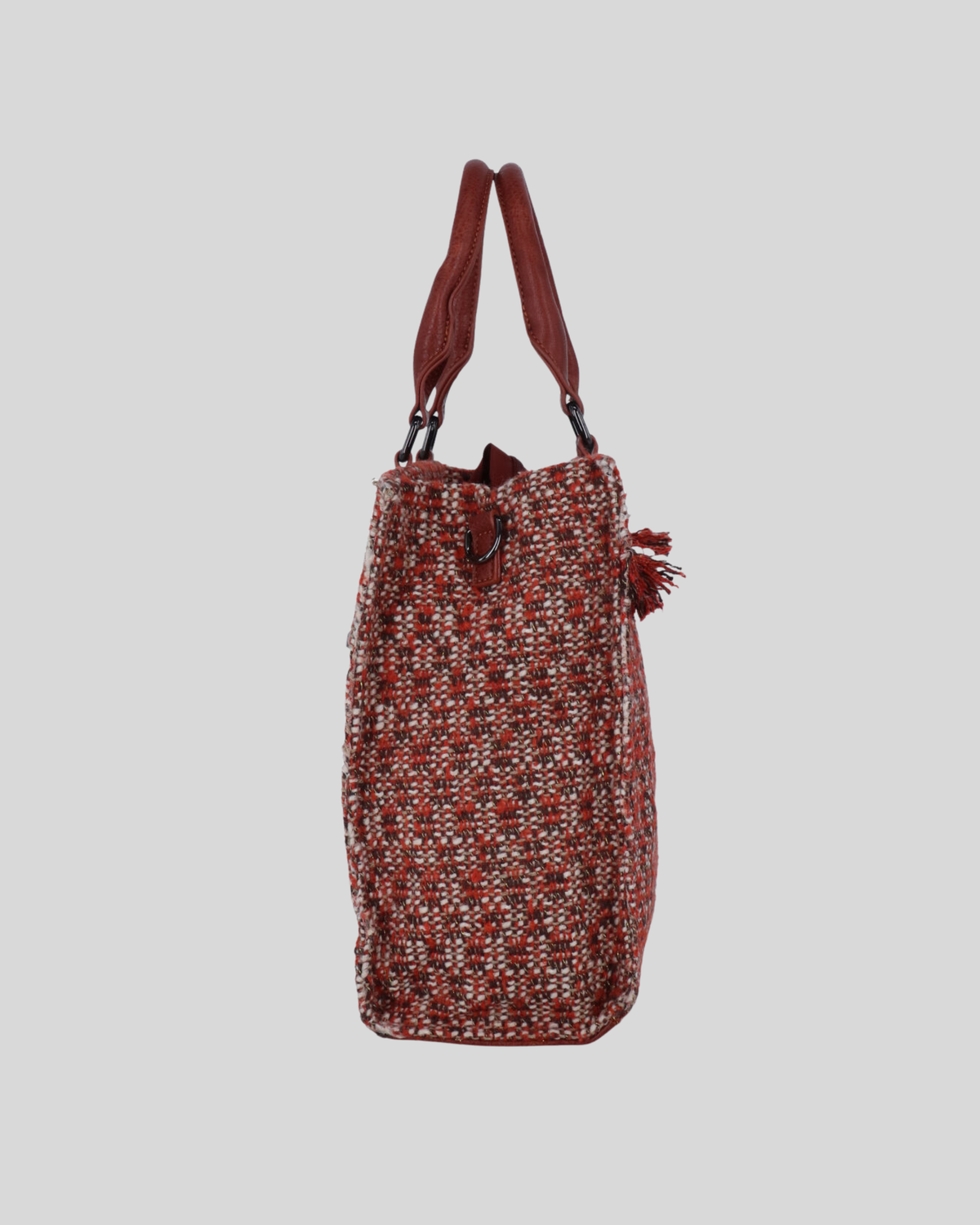 Mandoline – Sac à main tissé multicolore à détails marron