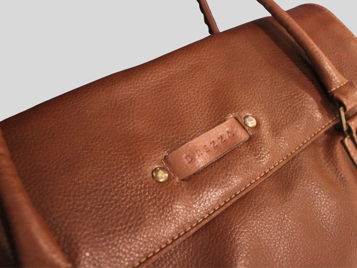 Grand sac à main marron en cuir véritable – Brezza