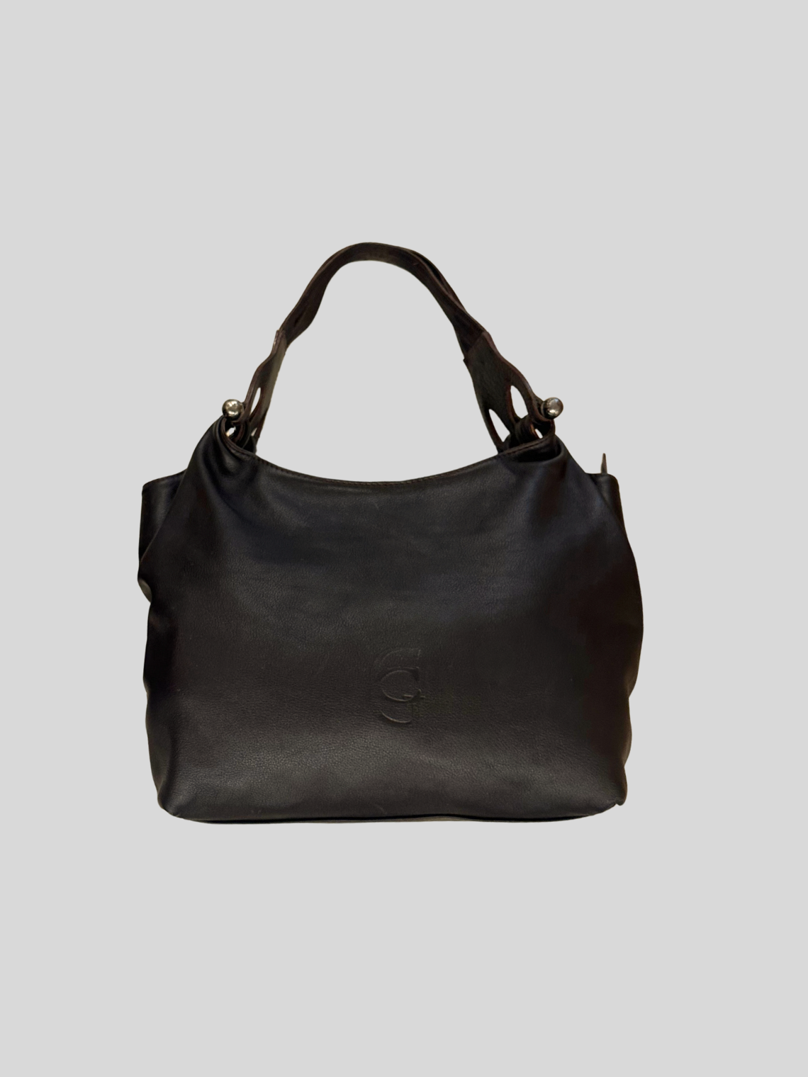 CG Accessories – Sac épaule marron foncé en cuir véritable avec pochette