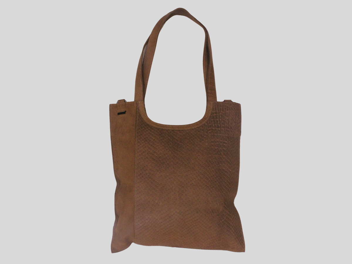 Sac cabas Justified marron effet python en cuir véritable