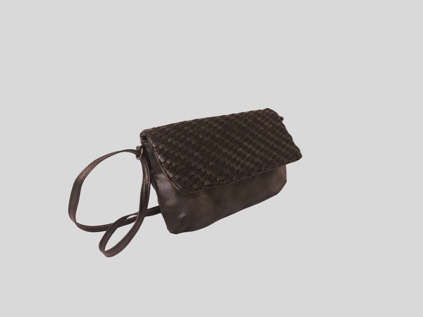 Sac à bandoulière gris foncé tressé