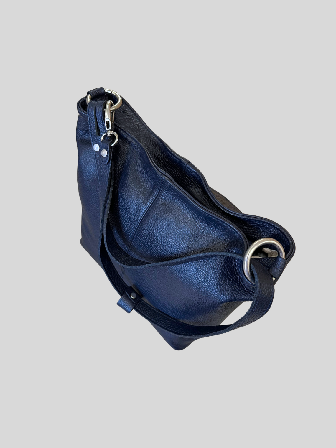 🇮🇹 Sac épaule bleu marine en cuir véritable – Made in Italy