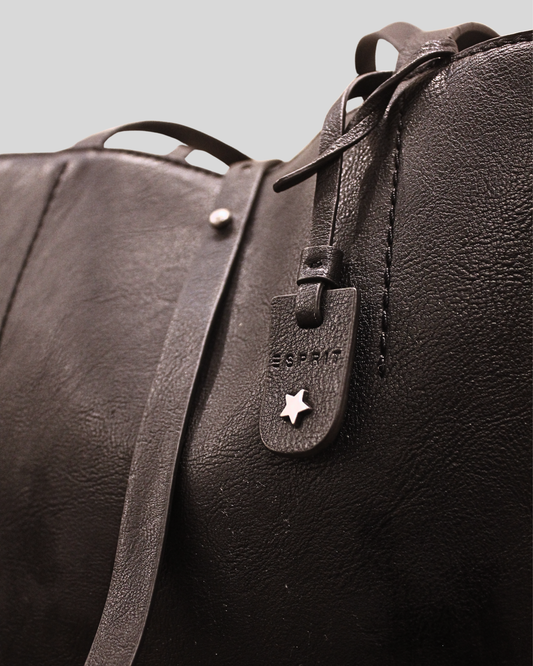 Tote bag Esprit noir en cuir