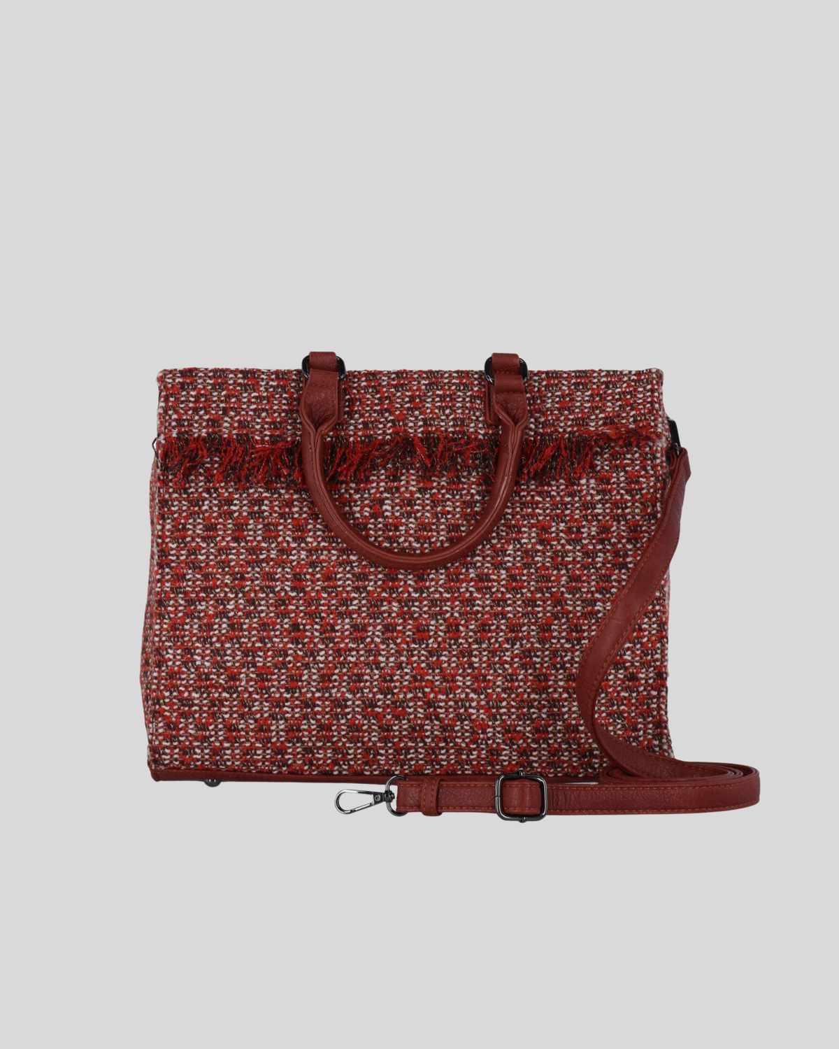 Mandoline – Sac à main tissé multicolore à détails marron