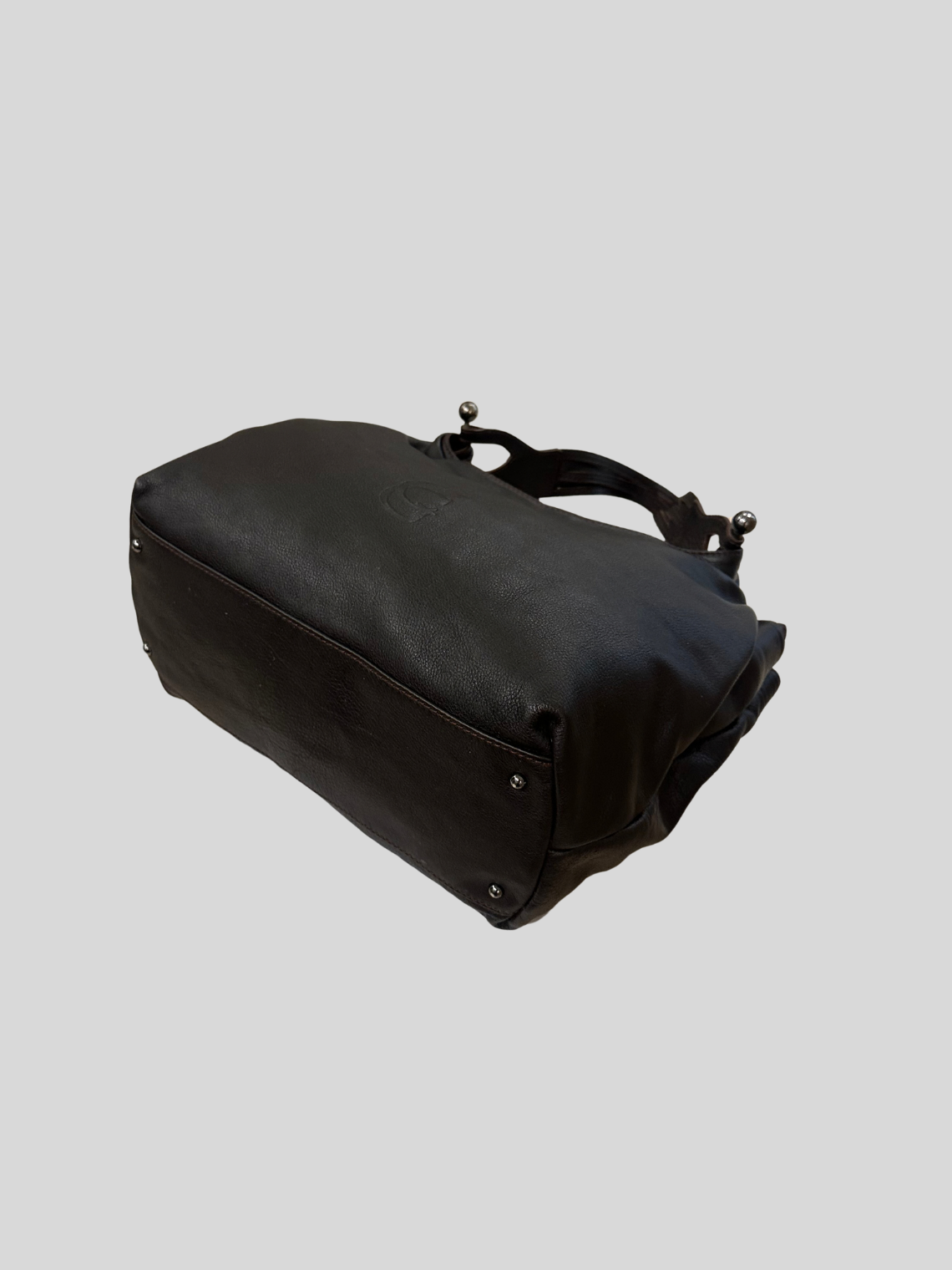 CG Accessories – Sac épaule marron foncé en cuir véritable avec pochette