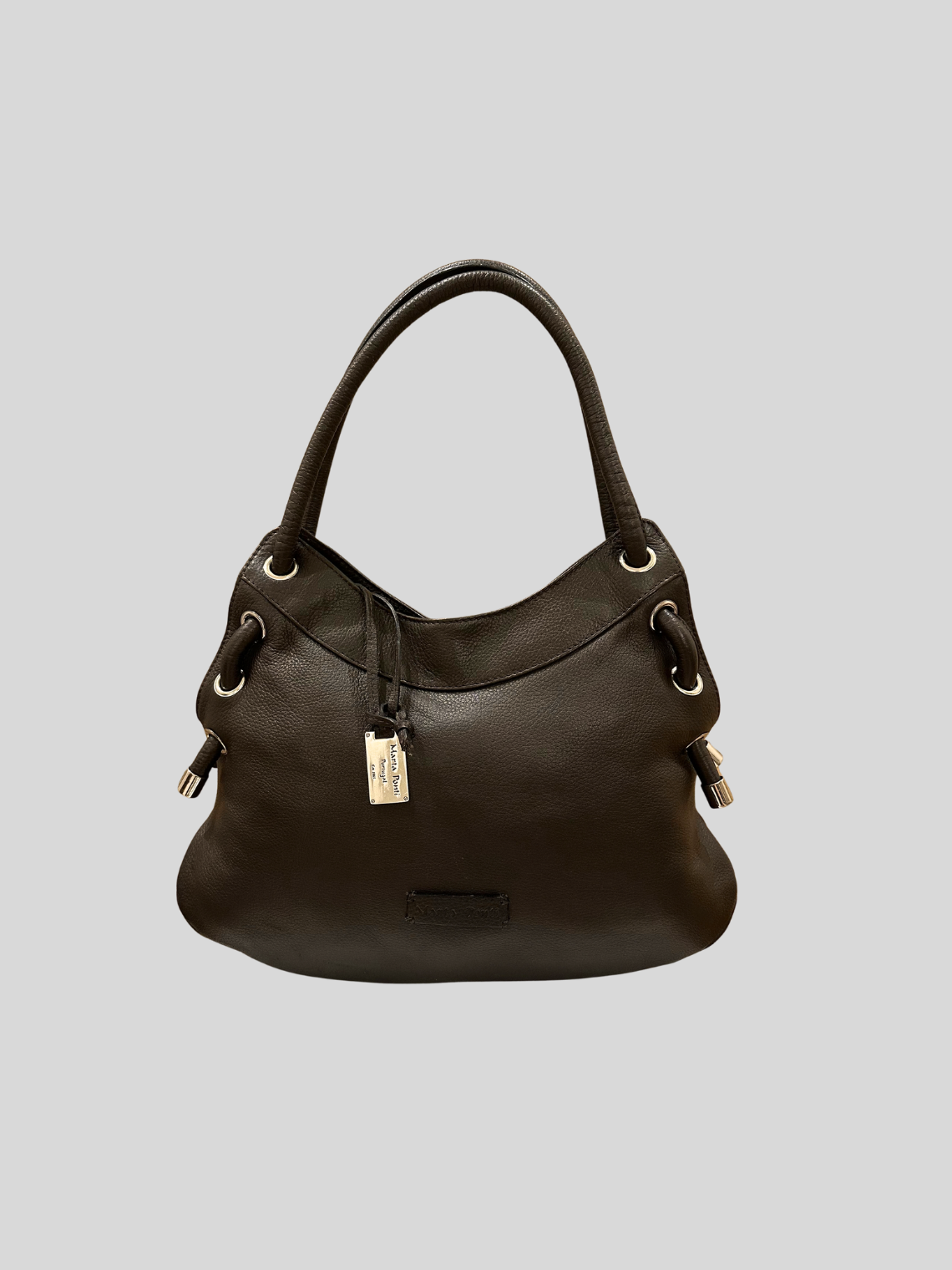 🇵🇹 Marta Ponti – Sac à main marron en cuir véritable