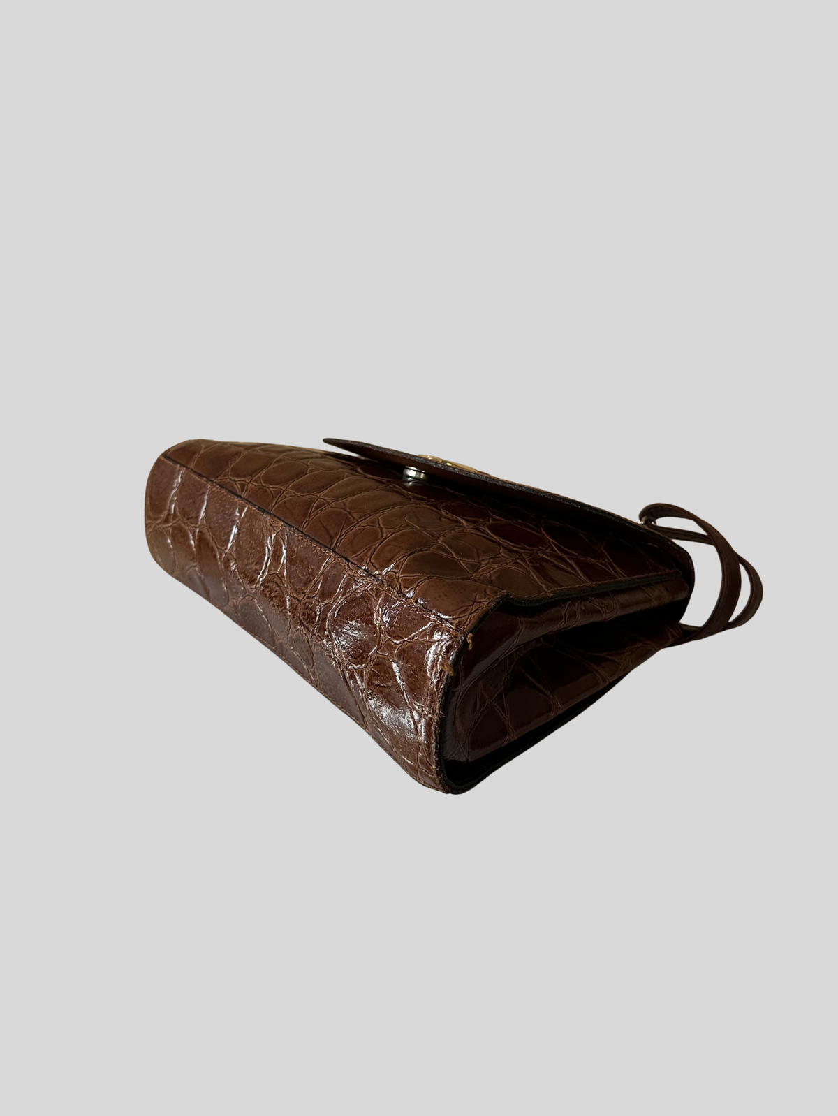 La Toscana – Sac à main marron effet croco à poignée et bandoulière