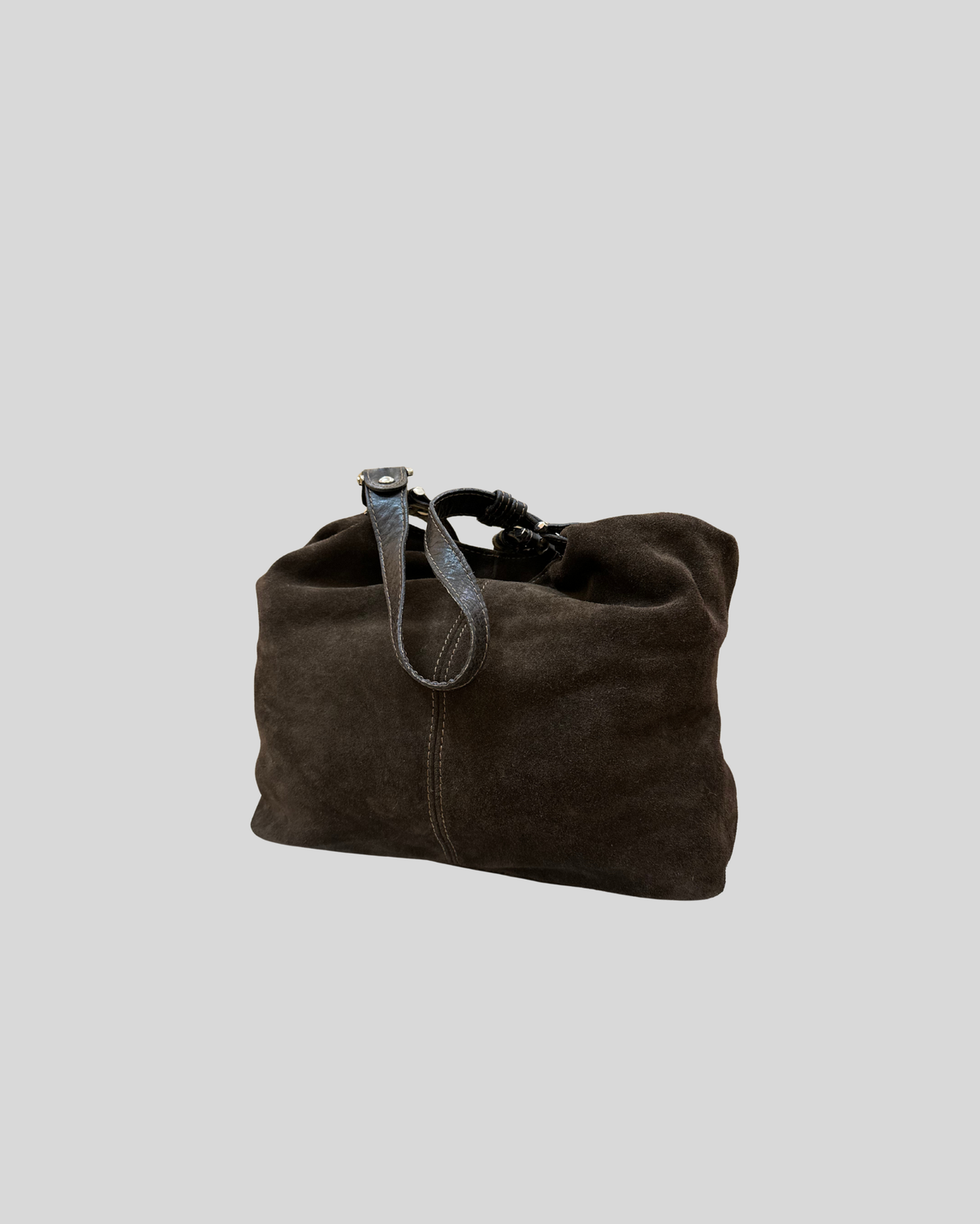 🇮🇹 Borse in Pelle – Grand sac épaule marron en daim véritable – Made in Italy