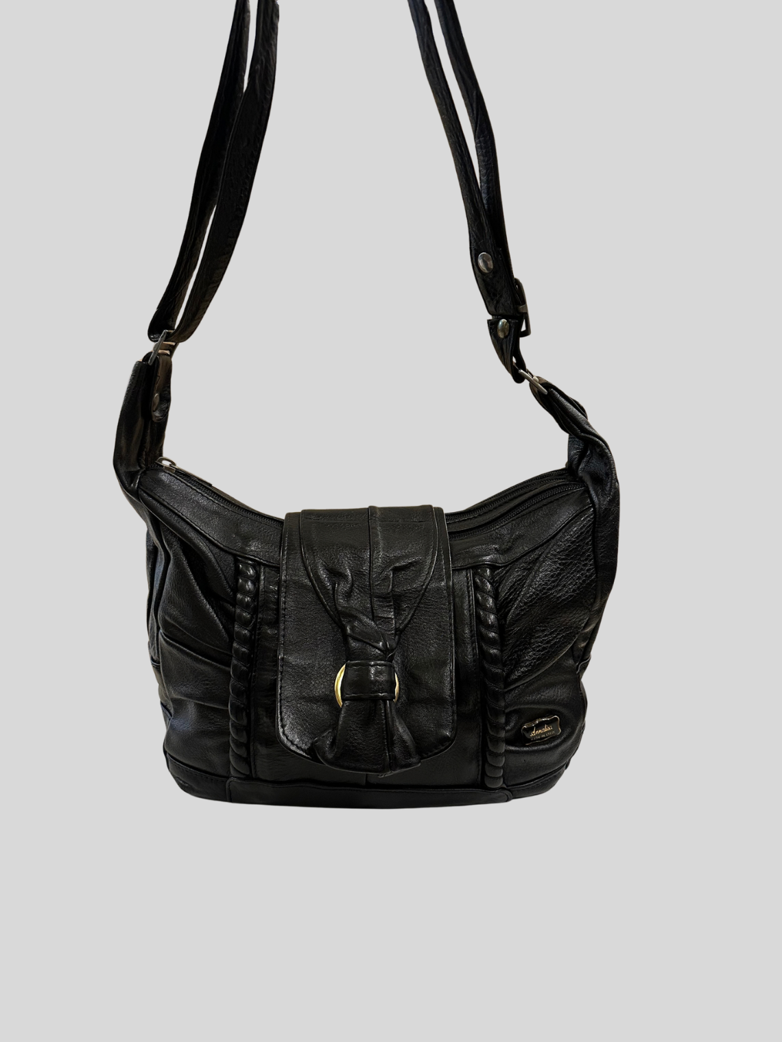 🇮🇹 Annalisa Creazioni – Sac épaule noir en cuir véritable – Made in Italy