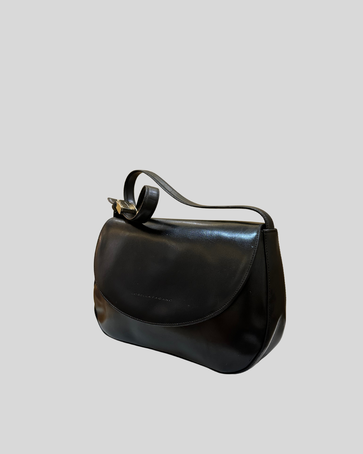 🇮🇹 Lorella Pagano – Sac bandoulière noir à rabat – Made in Italy