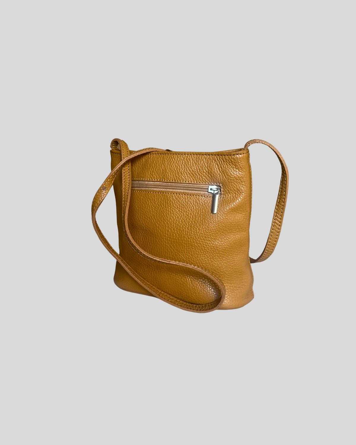 🇮🇹 Borse in Pelle – Petit sac bandoulière camel en cuir véritable – Made in Italy