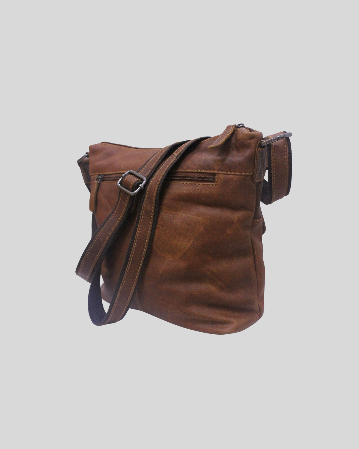 Hide & Stitches – Sac bandoulière cognac en cuir véritable