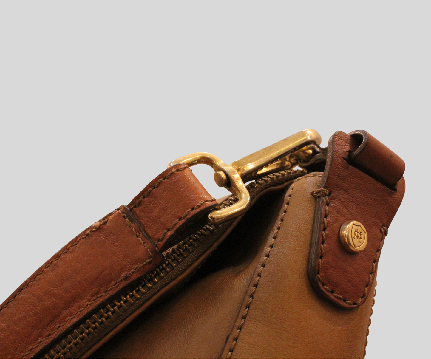 Sac bandoulière Massimo Dutti camel en cuir véritable