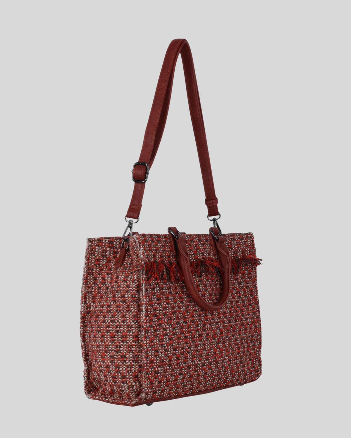 Mandoline – Sac à main tissé multicolore à détails marron