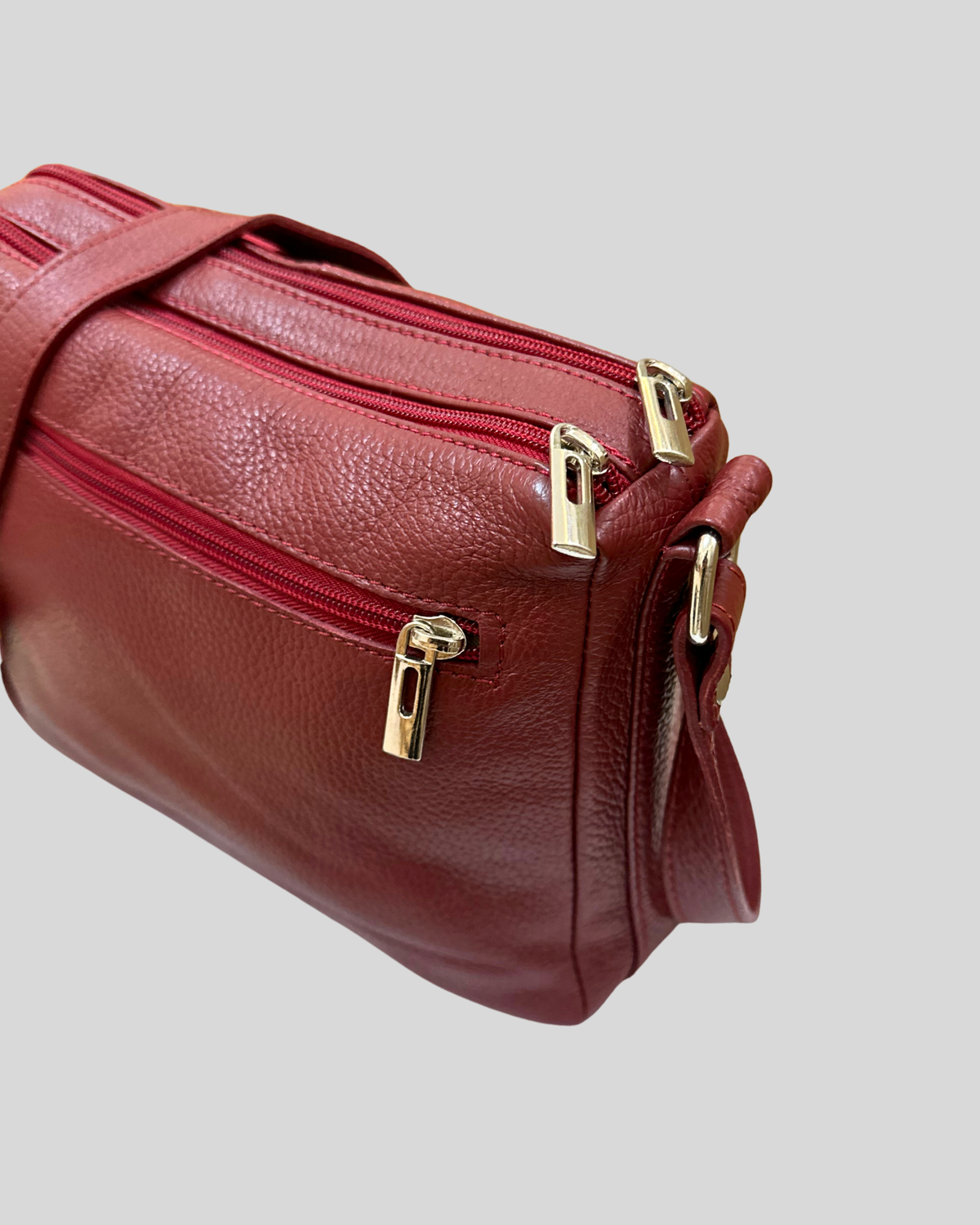 🇮🇹 Borse in Pelle – Sac bandoulière bordeaux en cuir véritable – Made in Italy