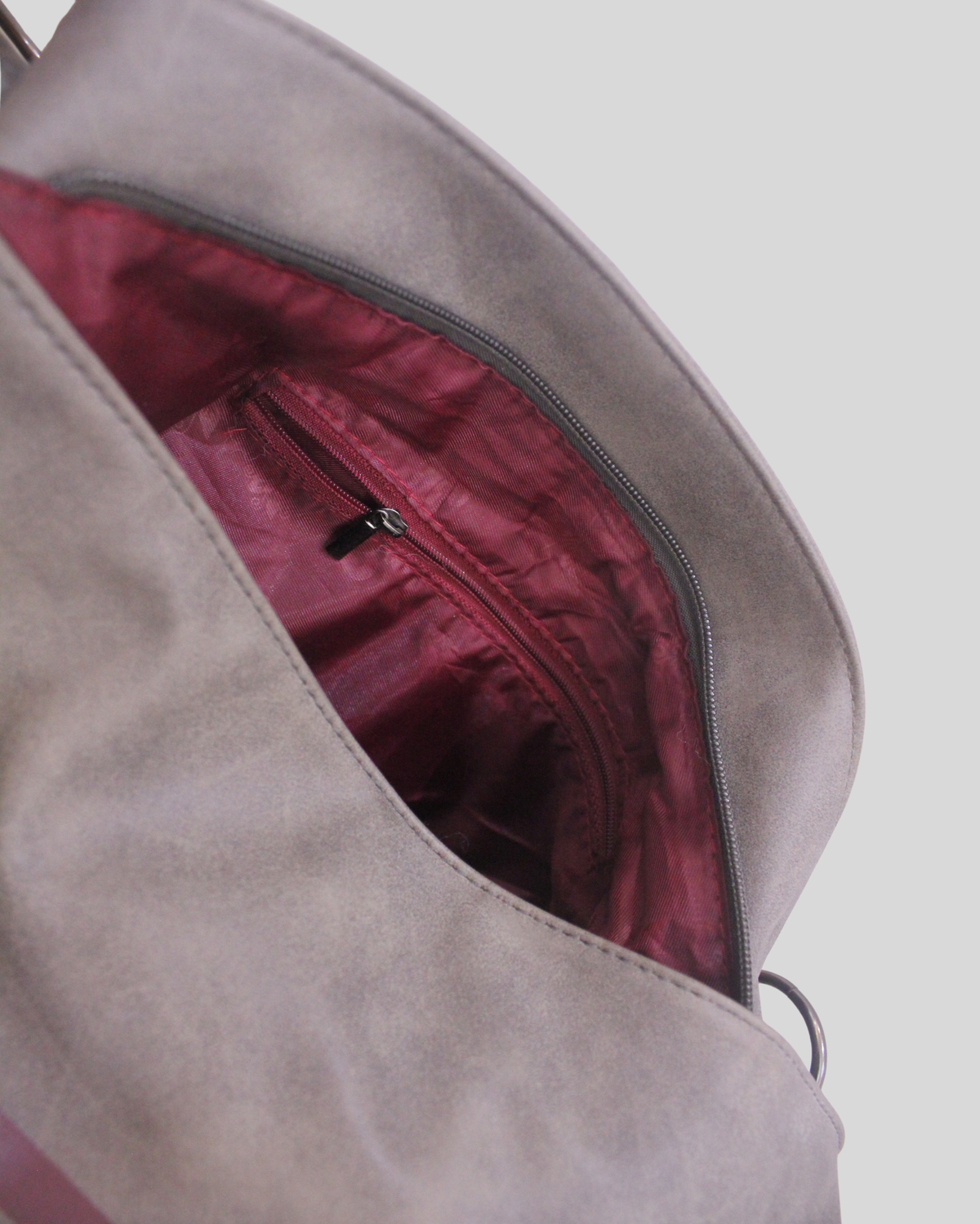 Sac épaule gris à rayures bleu marine et bordeaux – double porté