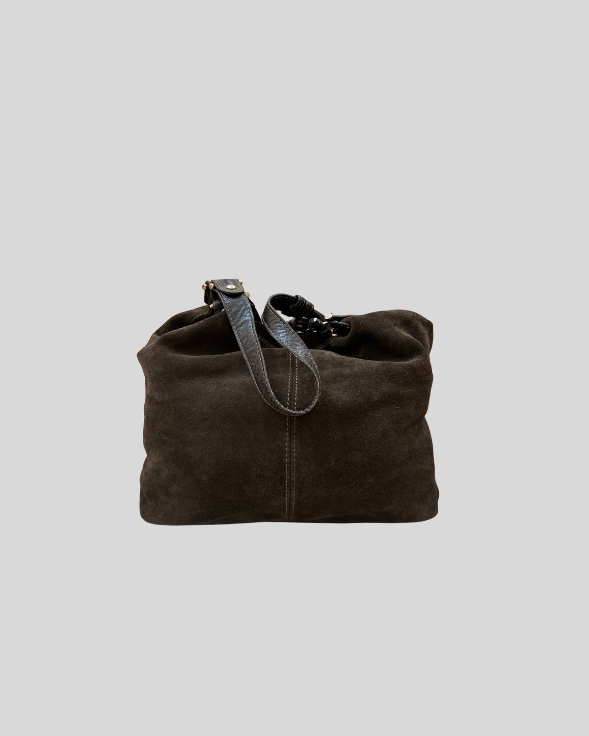 🇮🇹 Borse in Pelle – Grand sac épaule marron en daim véritable – Made in Italy