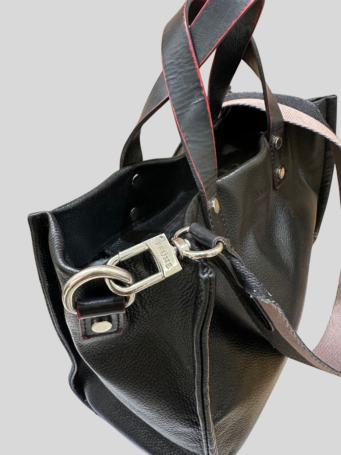 🇦🇷 Prüne Capri CPR10287 – Sac à main noir en cuir caprin véritable