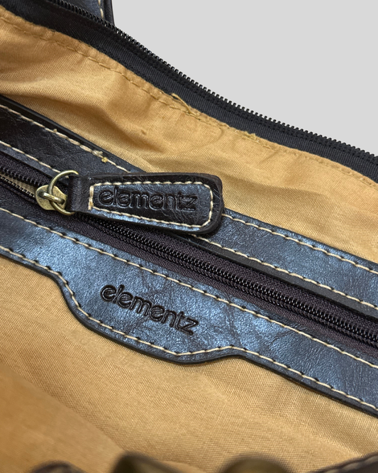 Elementz – Sac à main marron foncé multi-poches