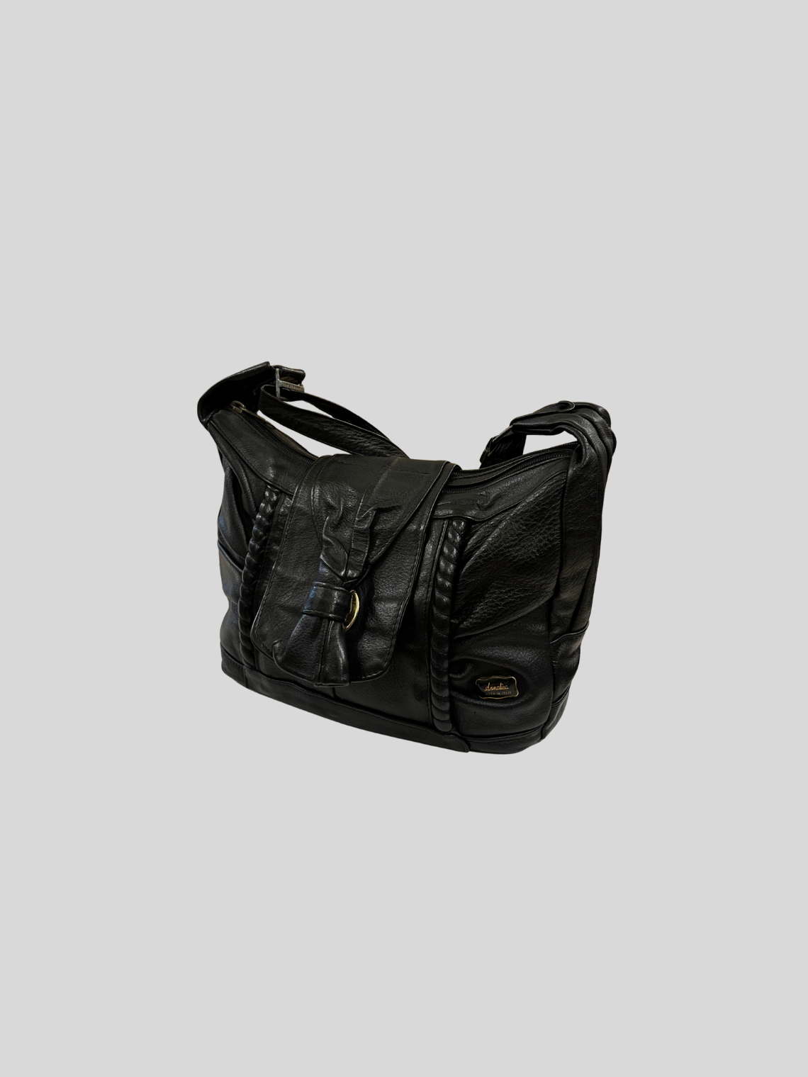 🇮🇹 Annalisa Creazioni – Sac épaule noir en cuir véritable – Made in Italy