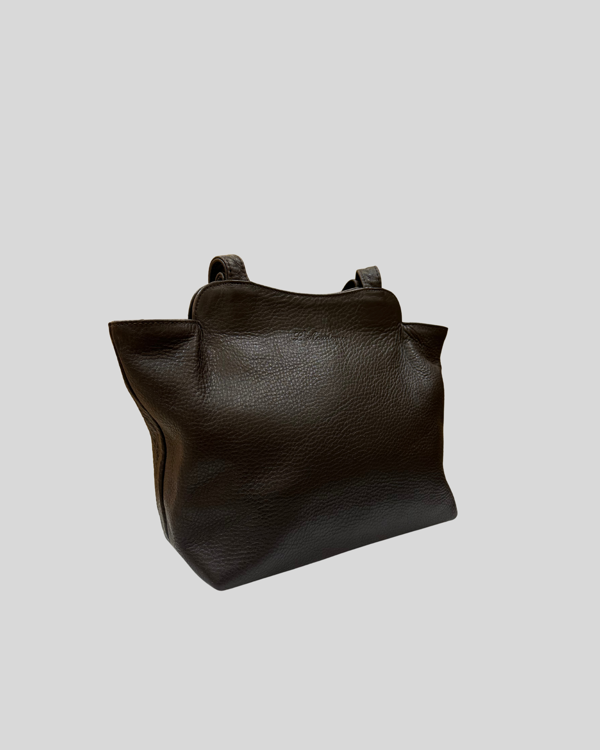 🇺🇸 L'Academie – Cabas marron en cuir véritable à doubles anses longues