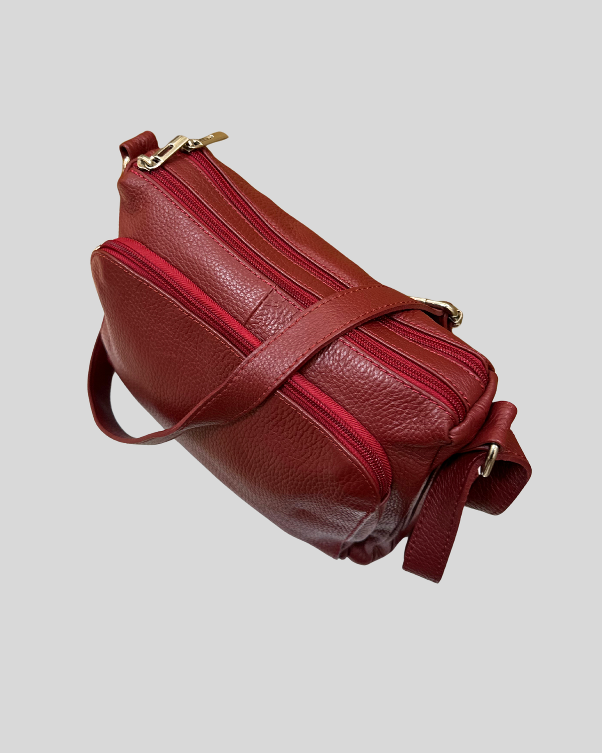 🇮🇹 Borse in Pelle – Sac bandoulière bordeaux en cuir véritable – Made in Italy