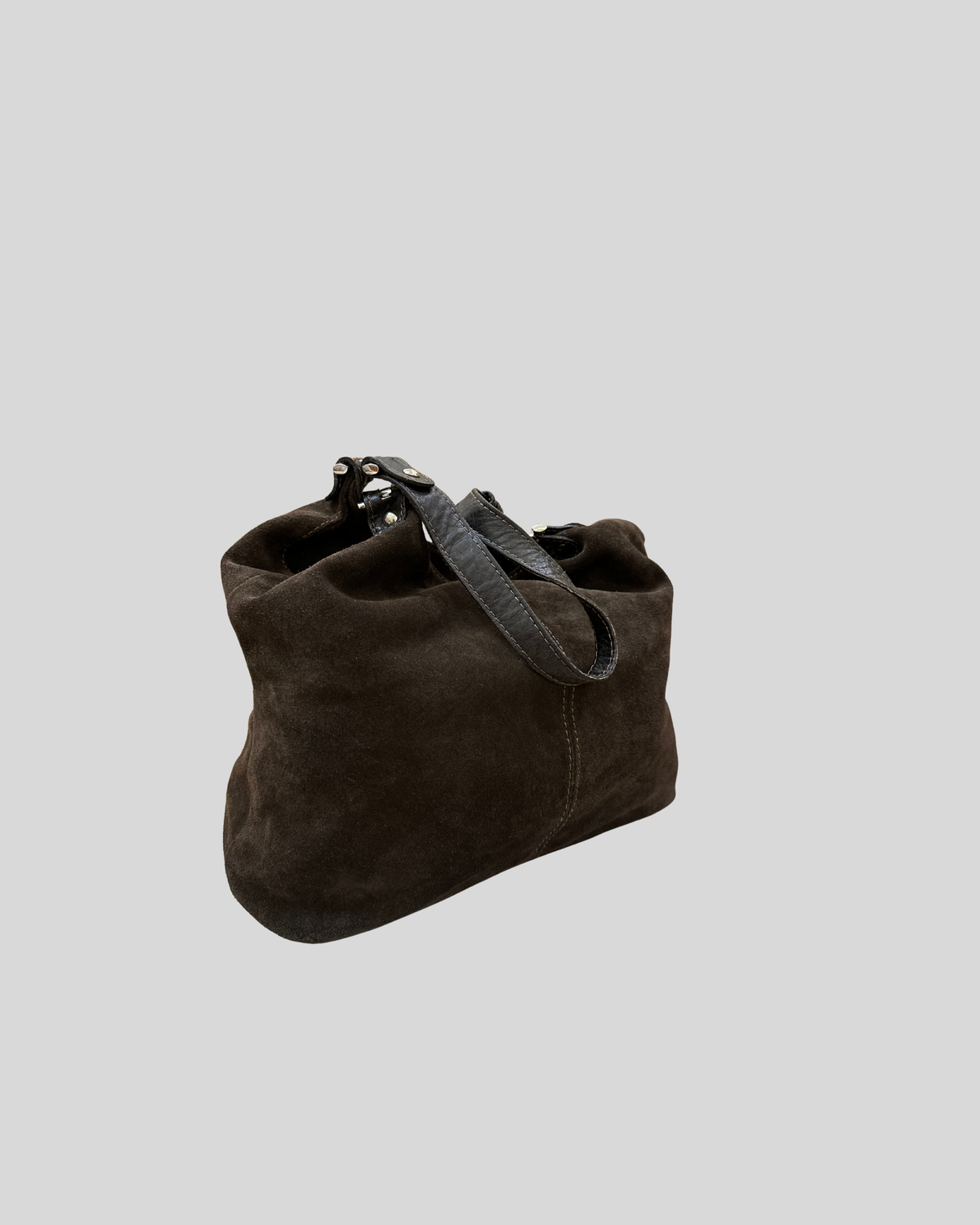 🇮🇹 Borse in Pelle – Grand sac épaule marron en daim véritable – Made in Italy