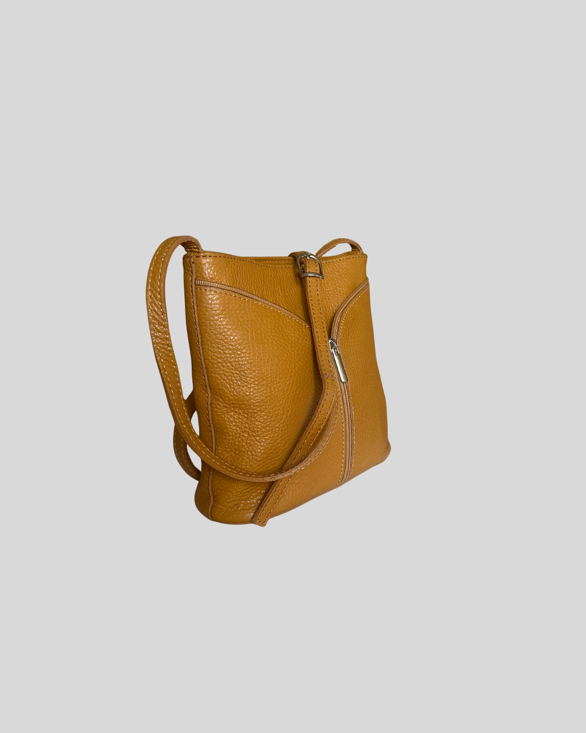 🇮🇹 Borse in Pelle – Petit sac bandoulière camel en cuir véritable – Made in Italy