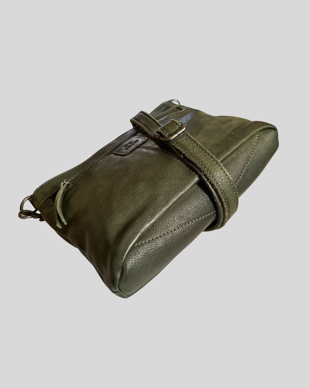 🇳🇱 Bear Design – Sac bandoulière vert foncé en cuir véritable multi-poches