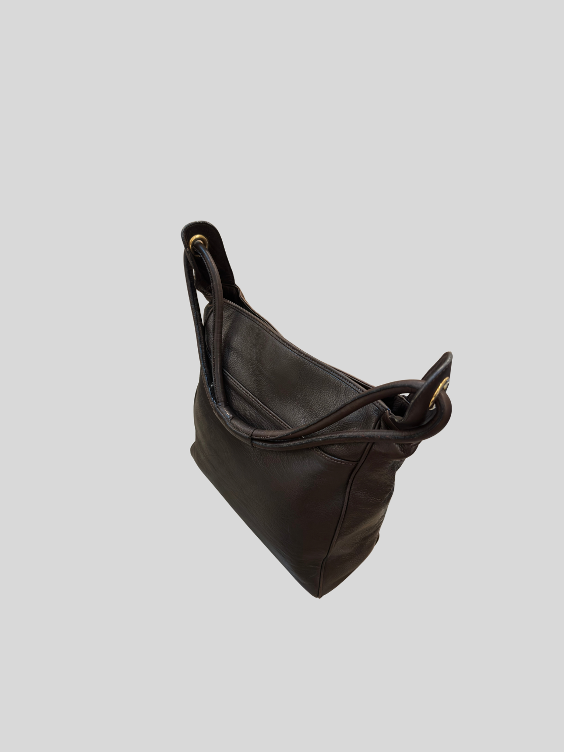 🇮🇹 Valerio Bassotto 1971 – Grand sac épaule marron en cuir véritable