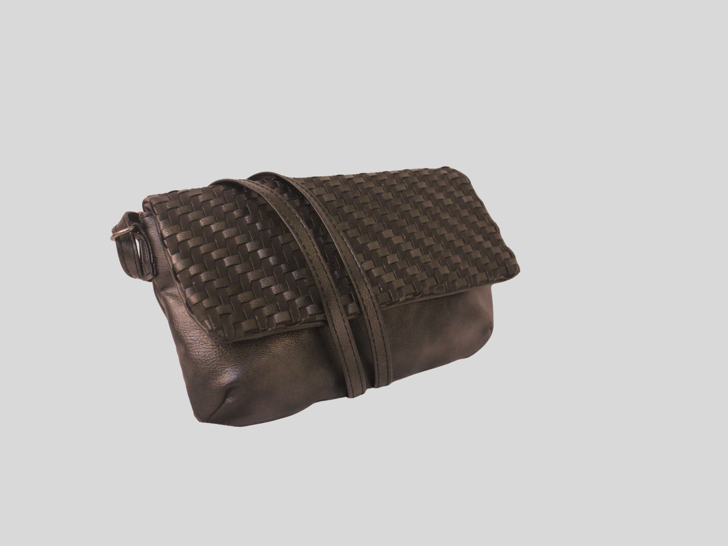 Sac à bandoulière gris foncé tressé