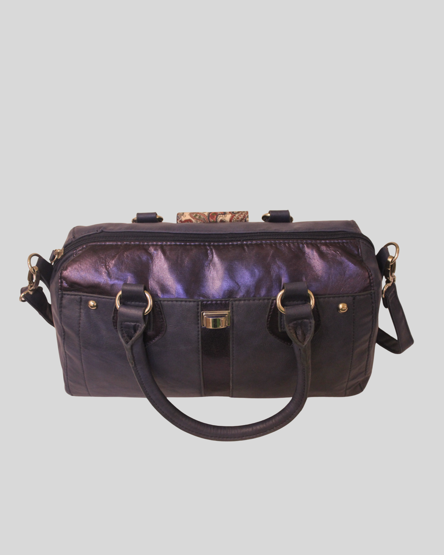 Sac à Main Chic Bi-Matière & Métallisé | Bandoulière Amovible