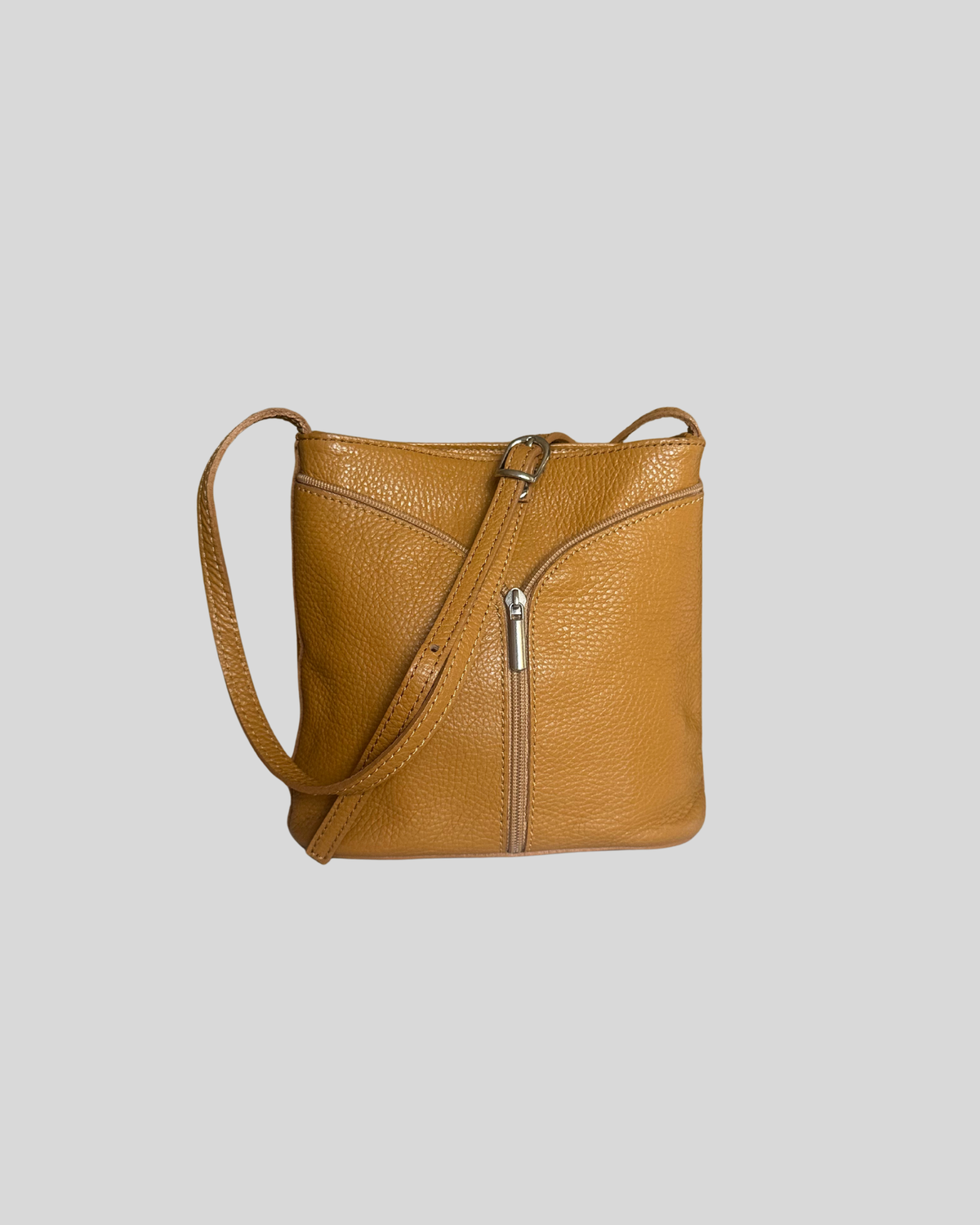 🇮🇹 Borse in Pelle – Petit sac bandoulière camel en cuir véritable – Made in Italy