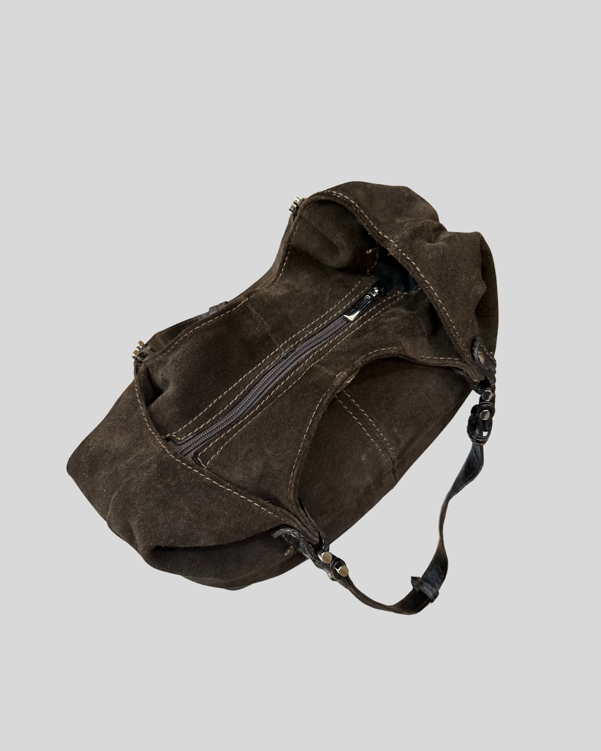 🇮🇹 Borse in Pelle – Grand sac épaule marron en daim véritable – Made in Italy