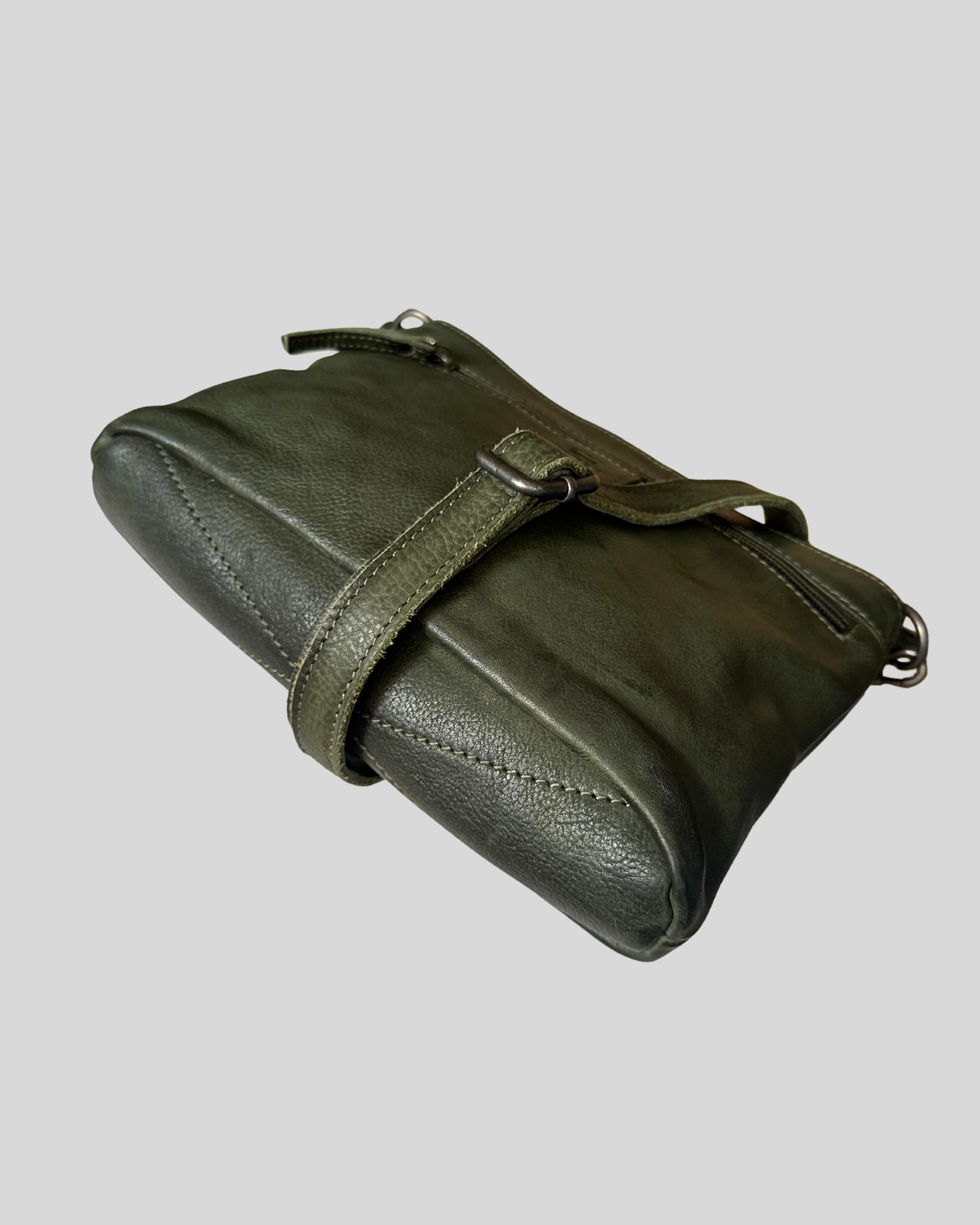 🇳🇱 Bear Design – Sac bandoulière vert foncé en cuir véritable multi-poches