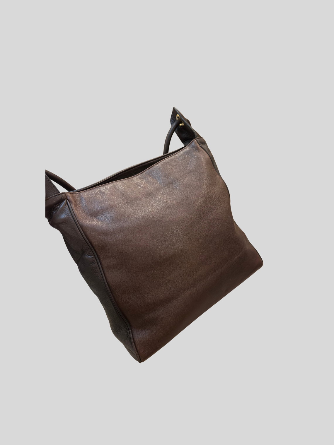 🇮🇹 Valerio Bassotto 1971 – Grand sac épaule marron en cuir véritable