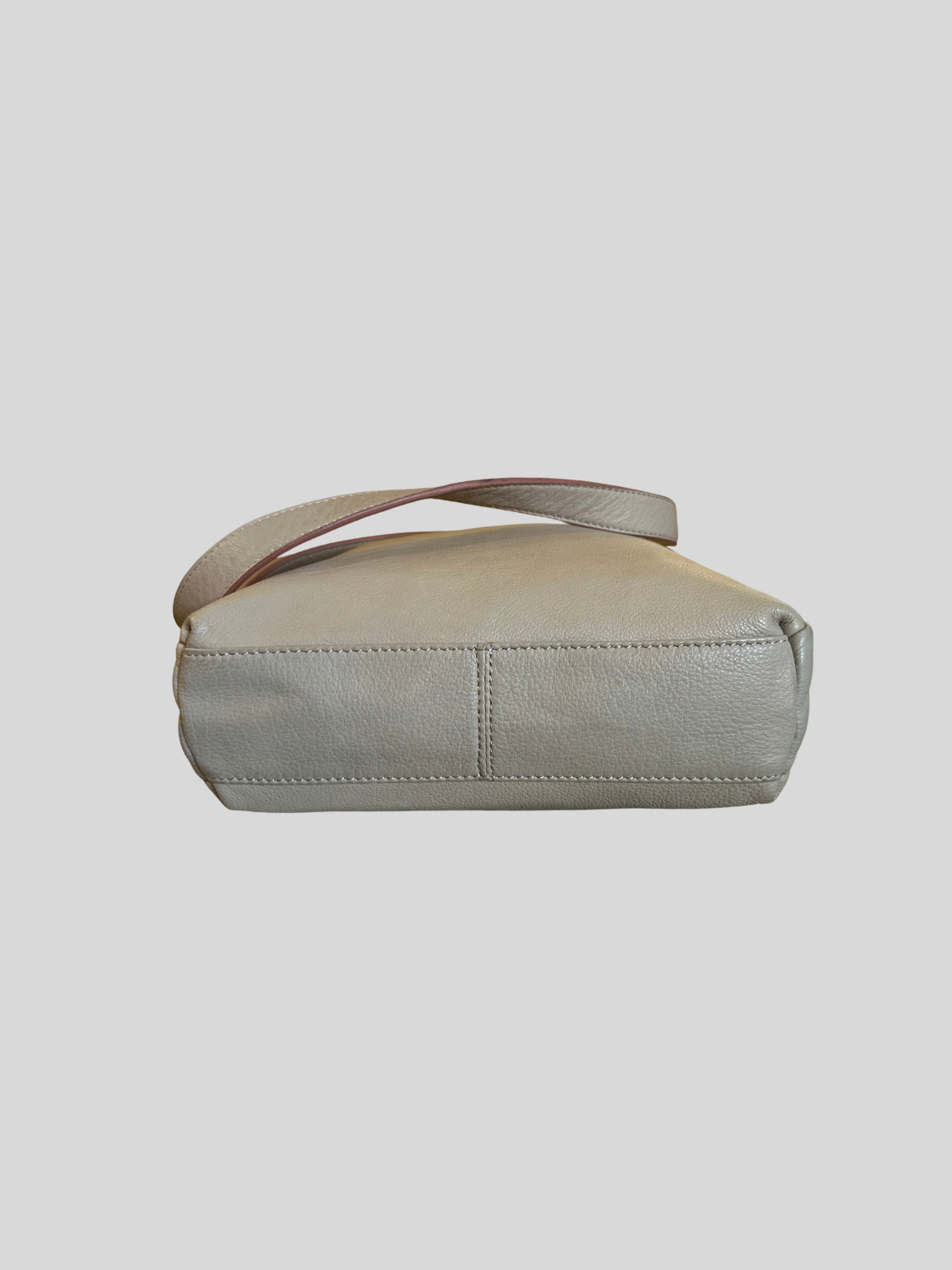 🇩🇪 Liebeskind Berlin – Sac bandoulière beige clair en cuir véritable à liserés roses