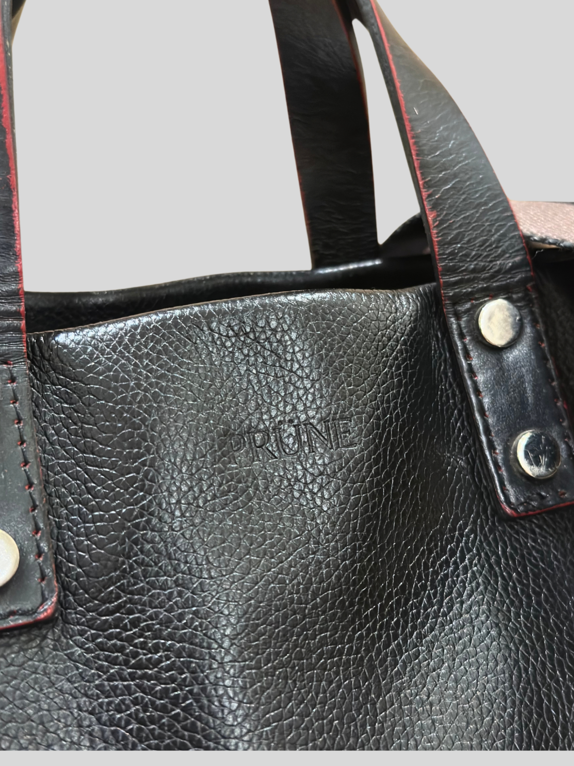 🇦🇷 Prüne Capri CPR10287 – Sac à main noir en cuir caprin véritable