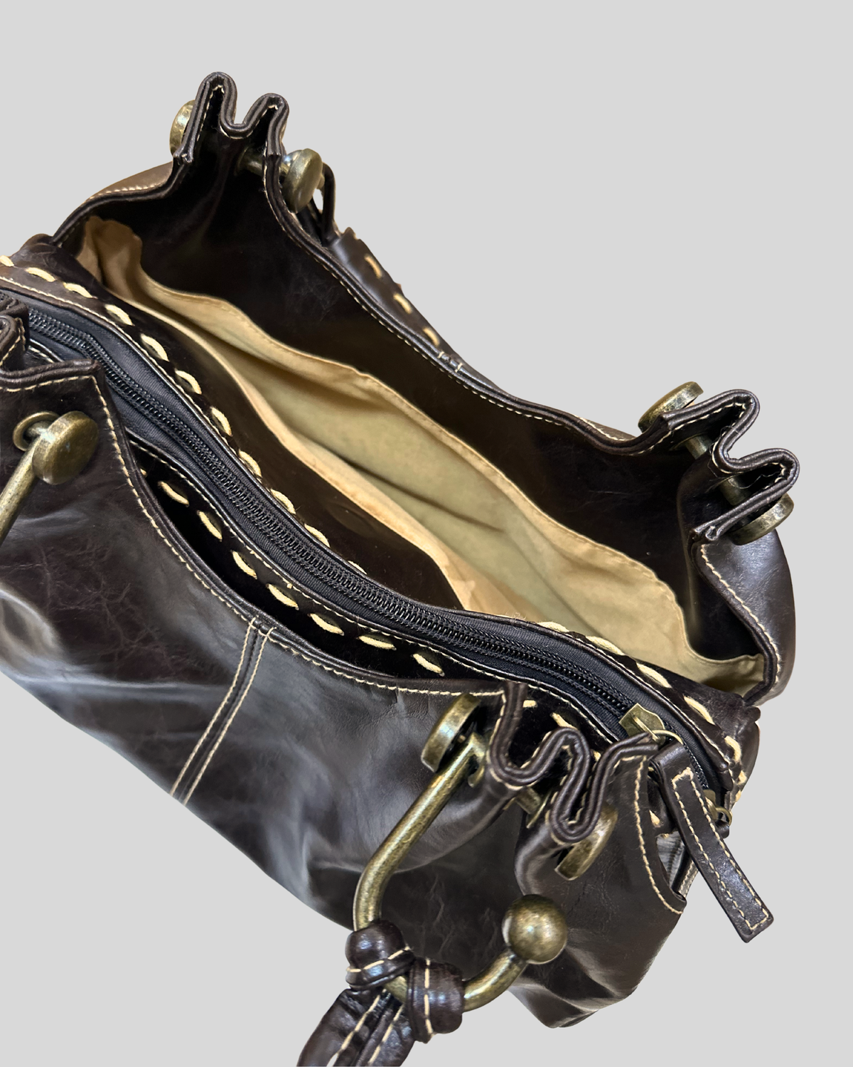 Elementz – Sac à main marron foncé multi-poches